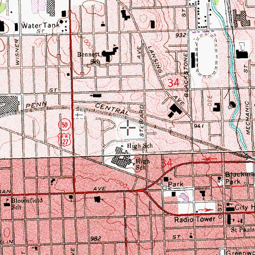 Topographic Map of Withington Stadium, MI