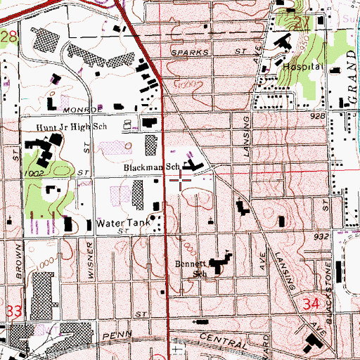 Topographic Map of Optimist Park, MI