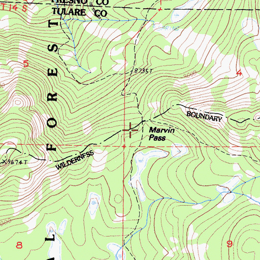 Topographic Map of Marvin Pass, CA