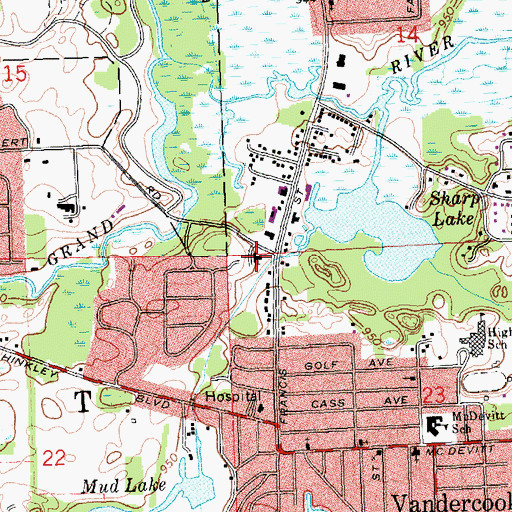 Topographic Map of Brookside United Methodist Church, MI