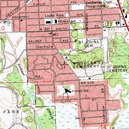 Topographic Map of Faith Evangelical Lutheran Church, MI