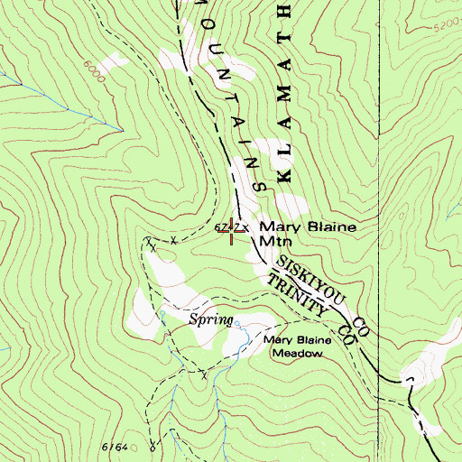 Topographic Map of Mary Blaine Mountain, CA