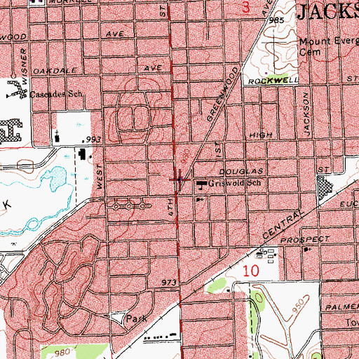 Topographic Map of Trinity United Methodist Church, MI