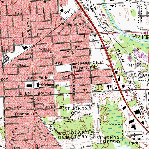 Topographic Map of Second Missionary Baptist Church, MI