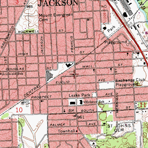 Topographic Map of First Evangelistic Church of God in Christ, MI