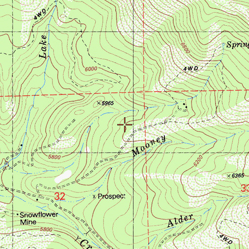 Topographic Map of Mary Jane Mine, CA
