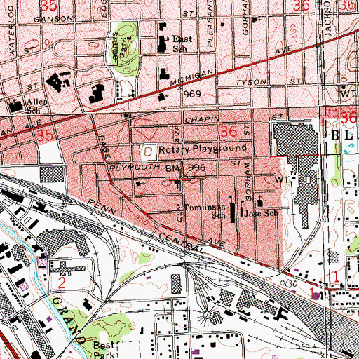 Topographic Map of Saint Stanislaus Kostka Church, MI