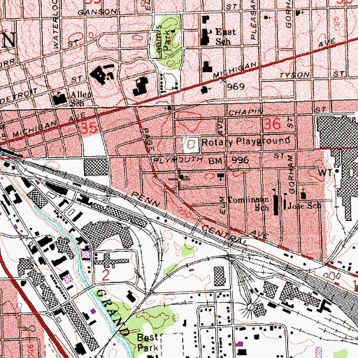 Topographic Map of Bethlehem Temple Church, MI
