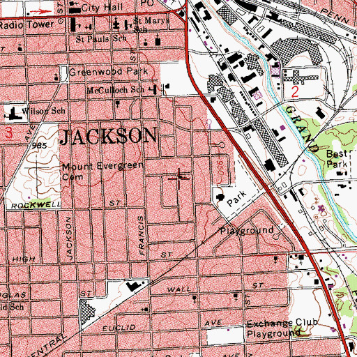 Topographic Map of Lane Memorial Christian Methodist Episcopal Church, MI