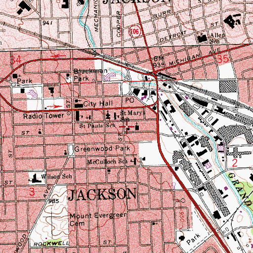 Topographic Map of Mount Zion Church of Deliverance, MI