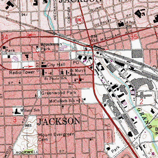 Topographic Map of African Methodist Episcopal Church, MI