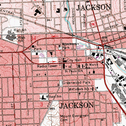 Topographic Map of Saint Paul's Episcopal Church, MI