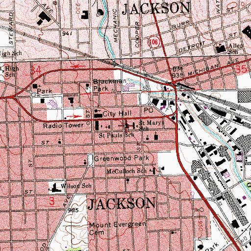 Topographic Map of Saint Mary Catholic Church, MI