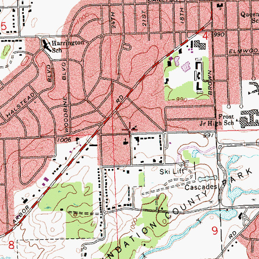 Topographic Map of Cascades Fellowship Church, MI