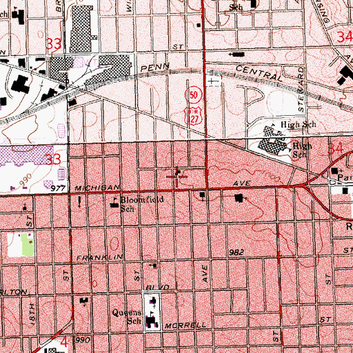 Topographic Map of Central Wesleyan Church, MI