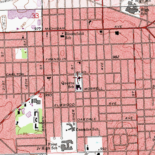 Topographic Map of Queen of the Miraculous Medal Church, MI