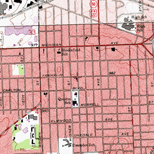 Topographic Map of Seventh Day Adventist Church, MI