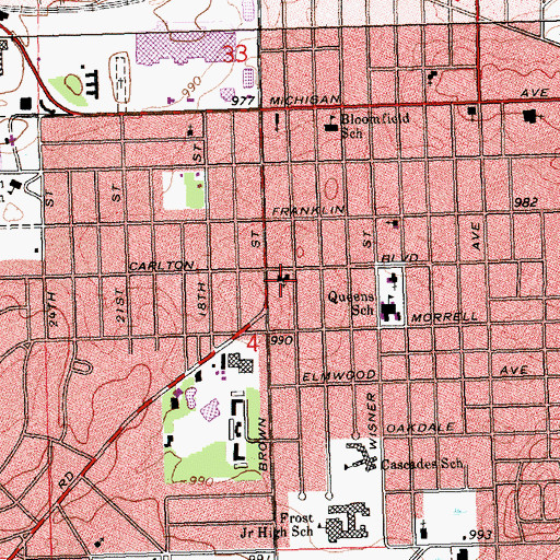 Topographic Map of Higby Street Church of Christ, MI