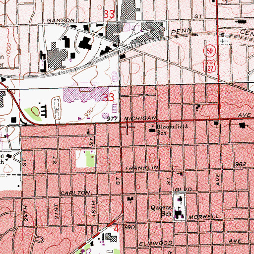 Topographic Map of Immanuel Lutheran Church, MI