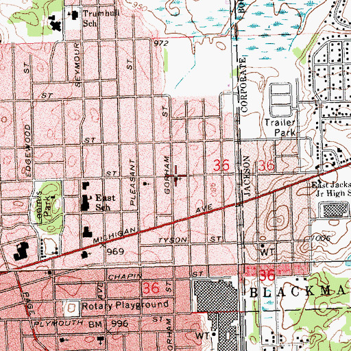 Topographic Map of Stream in the Desert Ministries, MI