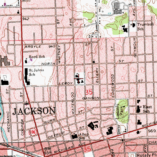 Topographic Map of Saint Joseph Catholic Church, MI