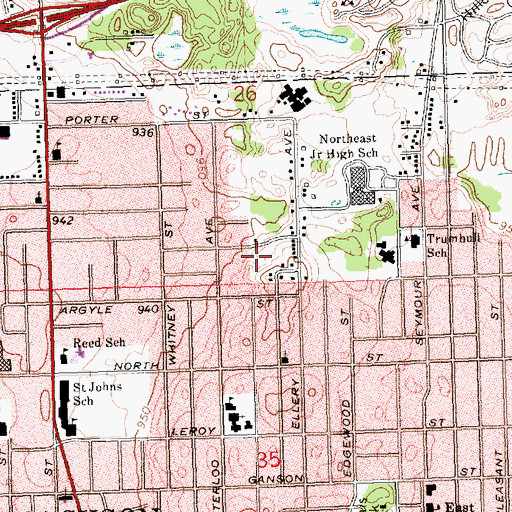 Topographic Map of Northeast Missionary Church, MI