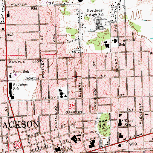Topographic Map of First Assembly of God Church, MI