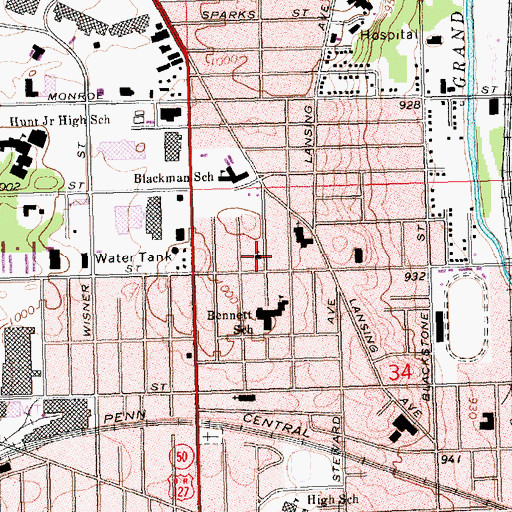 Topographic Map of Jackson Assembly of Christians, MI