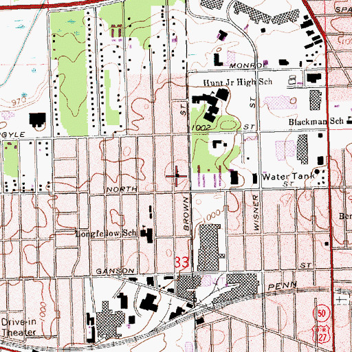 Topographic Map of Westwood Church of God, MI