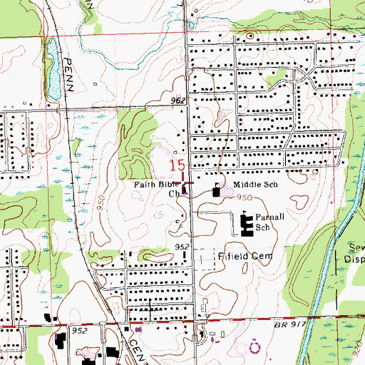 Topographic Map of Lansing Avenue Baptist Church, MI