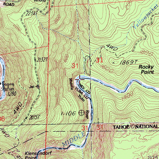 Topographic Map of Marys Ravine, CA