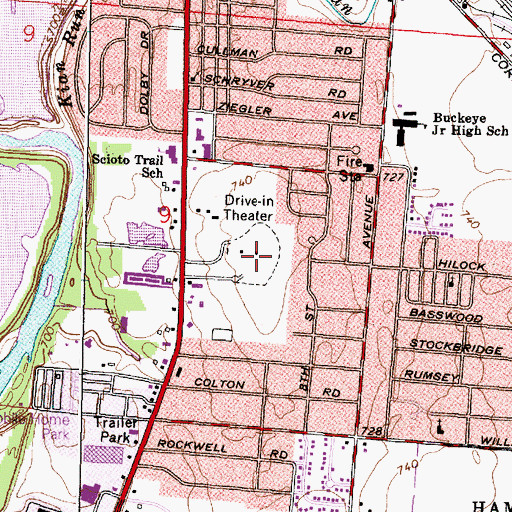 Topographic Map of South Drive-In, OH