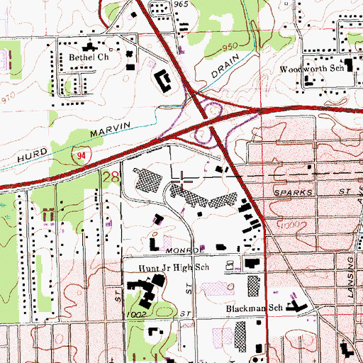 Topographic Map of Jackson Crossing Mall, MI