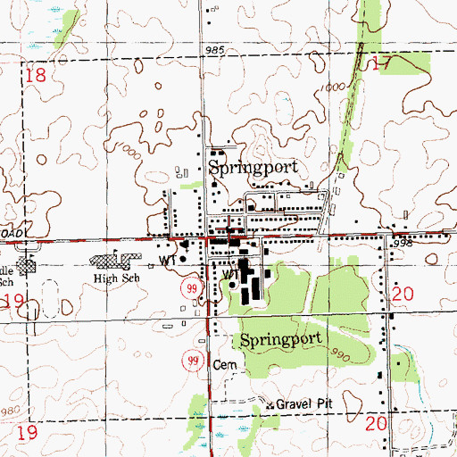 Topographic Map of Springport Township Police Department, MI