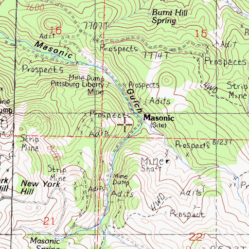 Topographic Map of Masonic, CA
