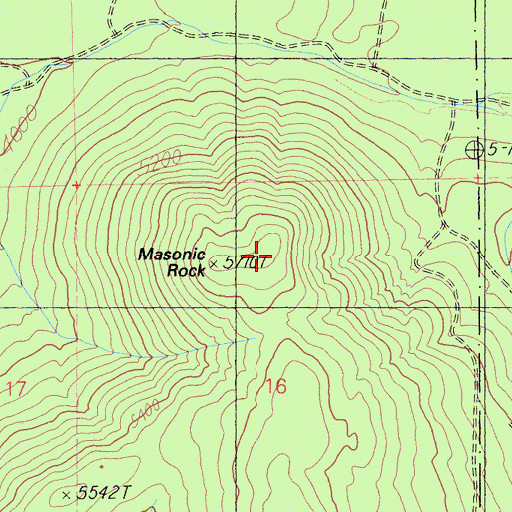 Topographic Map of Masonic Rock, CA