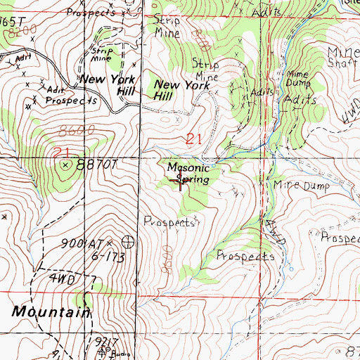 Topographic Map of Masonic Spring, CA