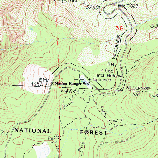 Topographic Map of Mather Ranger Station, CA