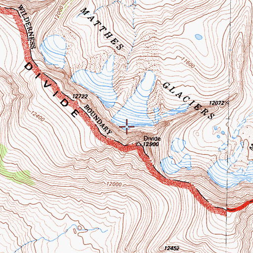 Topographic Map of Matthes Glaciers, CA