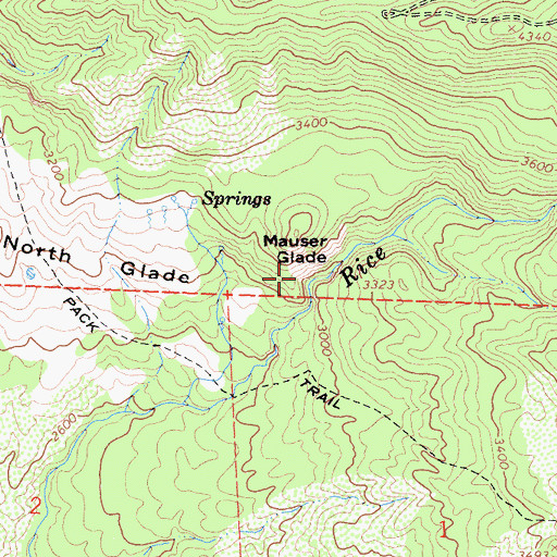 Topographic Map of Mauser Glade, CA