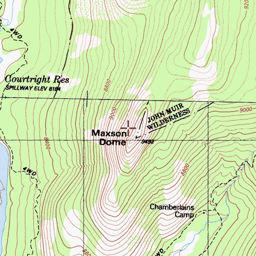 Topographic Map of Maxson Dome, CA