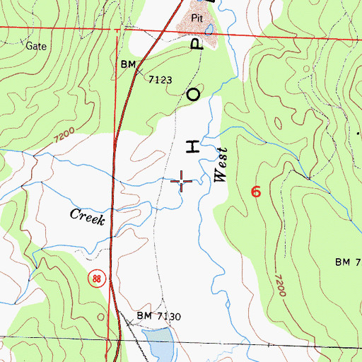Topographic Map of Maxwell Creek, CA