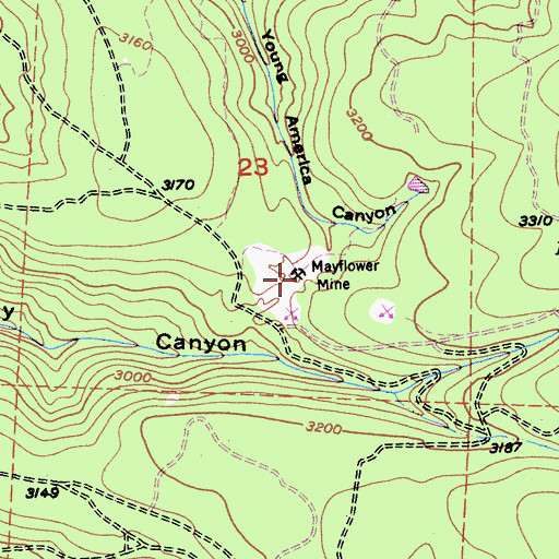Topographic Map of Mayflower Mine, CA