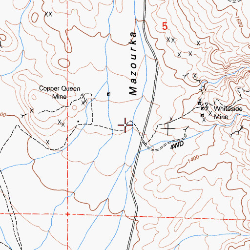 Topographic Map of Mazourka Canyon, CA