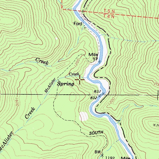 Topographic Map of McAlister Creek, CA