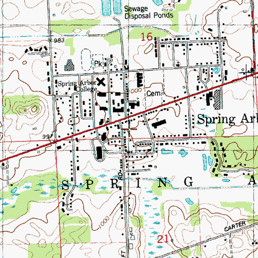 Topographic Map of Spring Arbor Township Police Department, MI