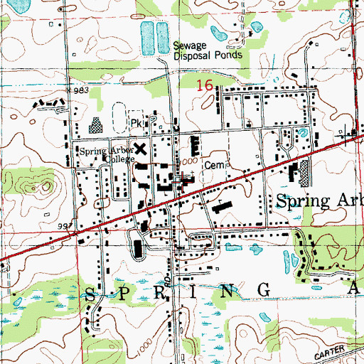 Topographic Map of Spring Arbor Free Methodist Church, MI