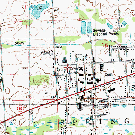 Topographic Map of Arbor Manor Care Center, MI