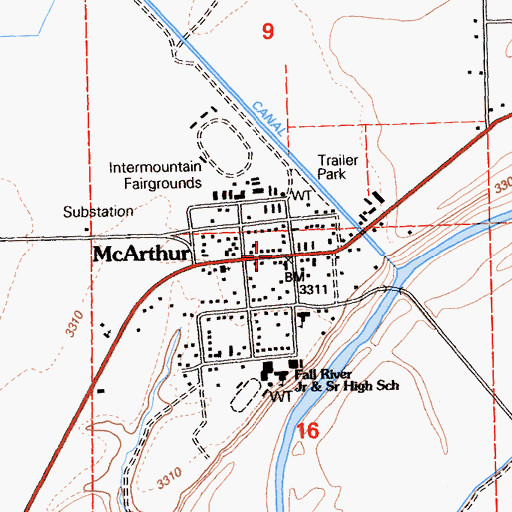 Topographic Map of McArthur, CA