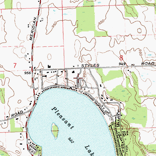 Topographic Map of Pleasant Lake Campground, MI